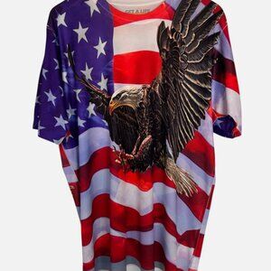 Get a Life T-Shirt Men's XL Patriotic American Flag USA Shirt Eagle Lightweight